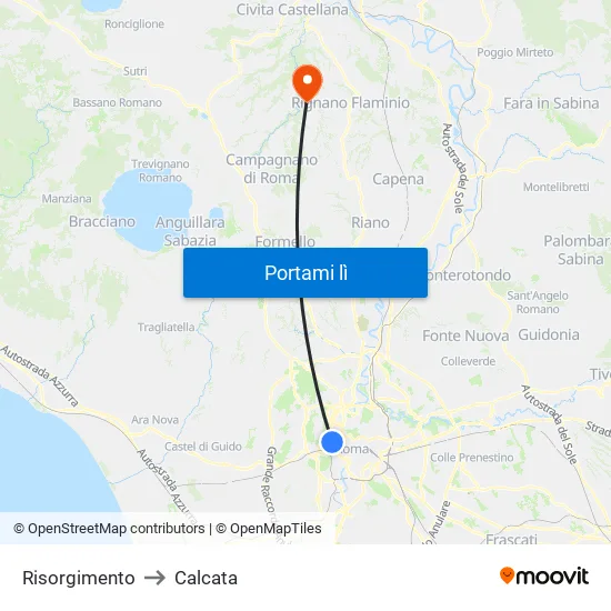 Risorgimento to Calcata map