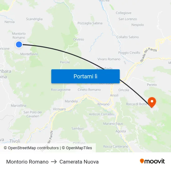Montorio Romano to Camerata Nuova map