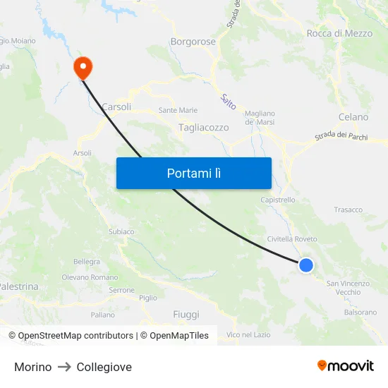 Morino to Collegiove map