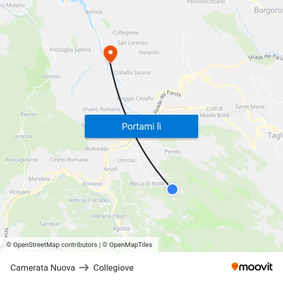 Camerata Nuova to Collegiove map
