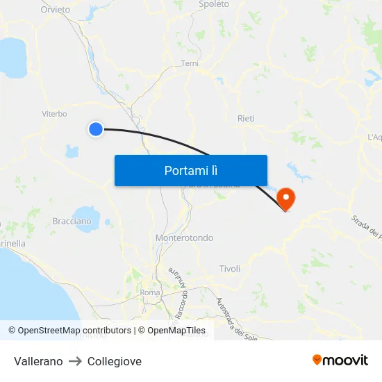 Vallerano to Collegiove map