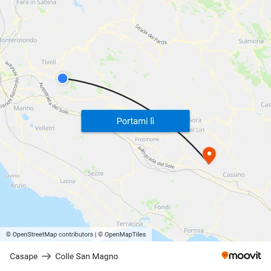 Casape to Colle San Magno map