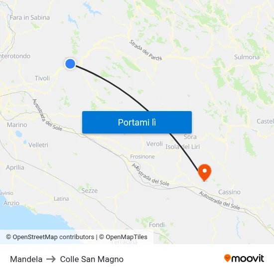 Mandela to Colle San Magno map
