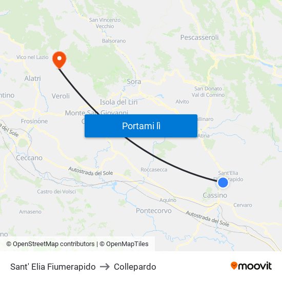 Sant' Elia Fiumerapido to Collepardo map