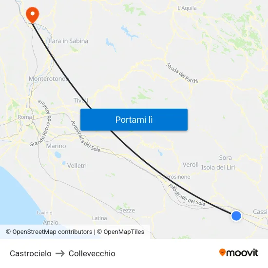 Castrocielo to Collevecchio map