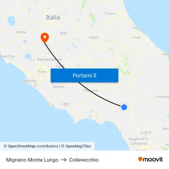 Mignano Monte Lungo to Collevecchio map