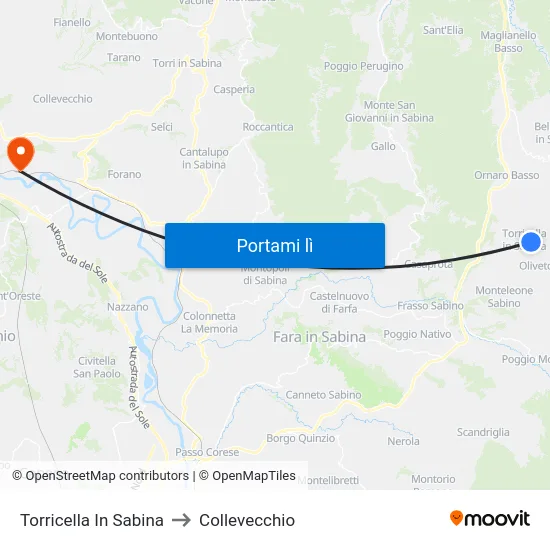 Torricella In Sabina to Collevecchio map