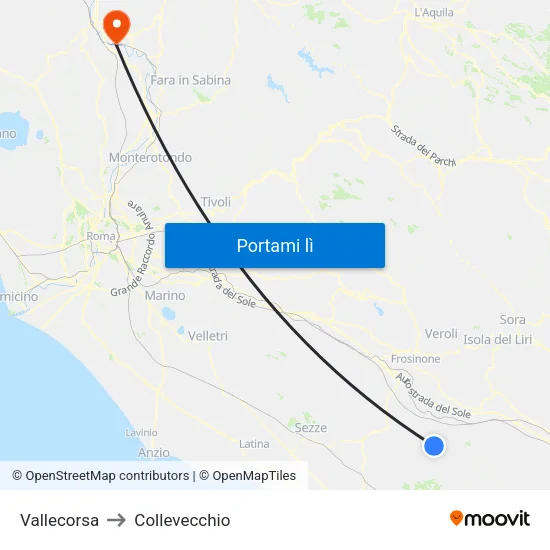Vallecorsa to Collevecchio map