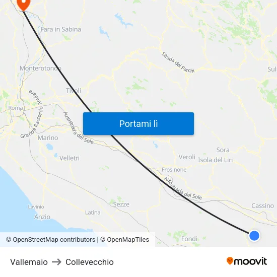Vallemaio to Collevecchio map