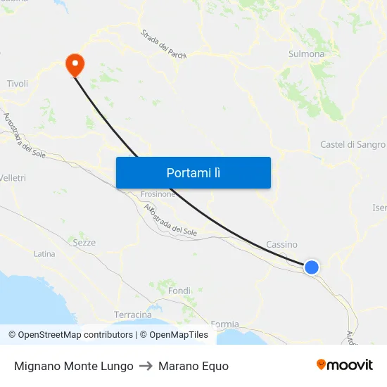 Mignano Monte Lungo to Marano Equo map