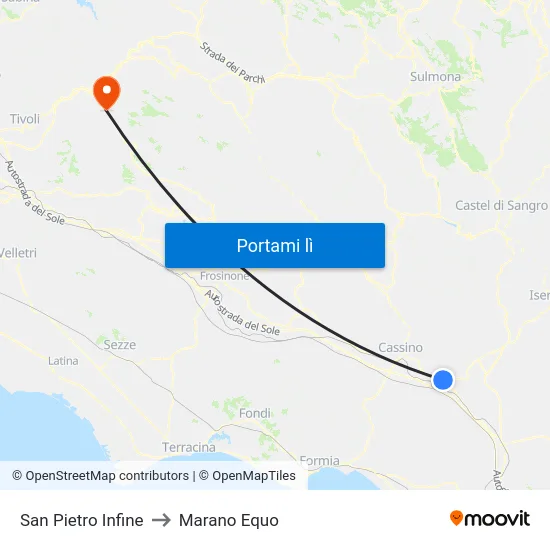 San Pietro Infine to Marano Equo map