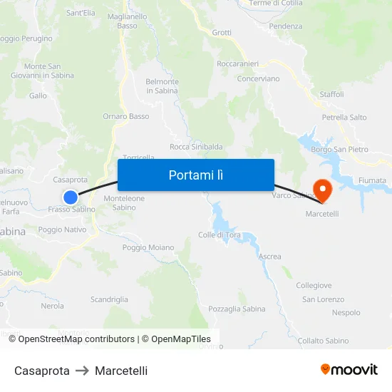 Casaprota to Marcetelli map