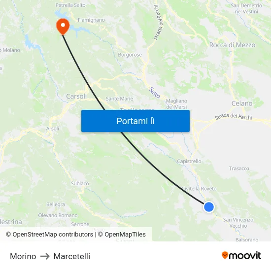 Morino to Marcetelli map