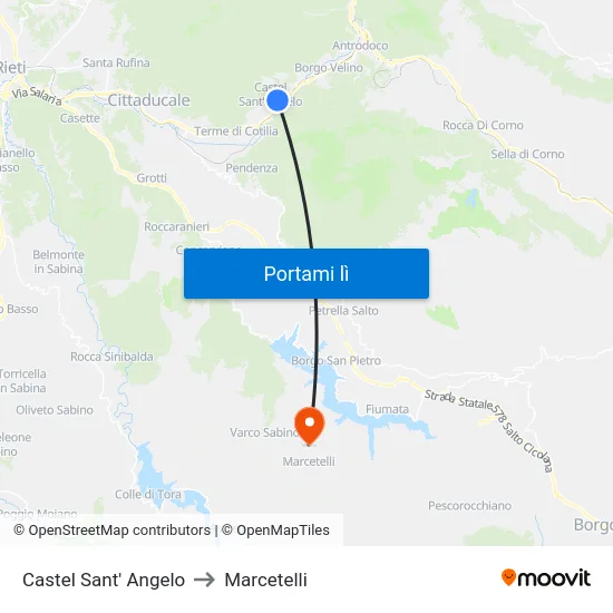 Castel Sant' Angelo to Marcetelli map