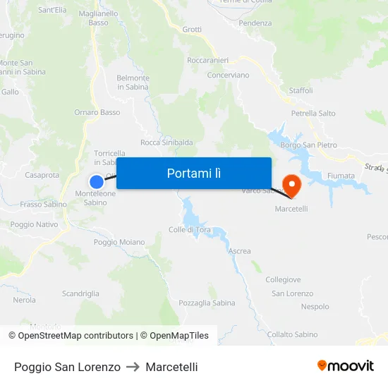Poggio San Lorenzo to Marcetelli map