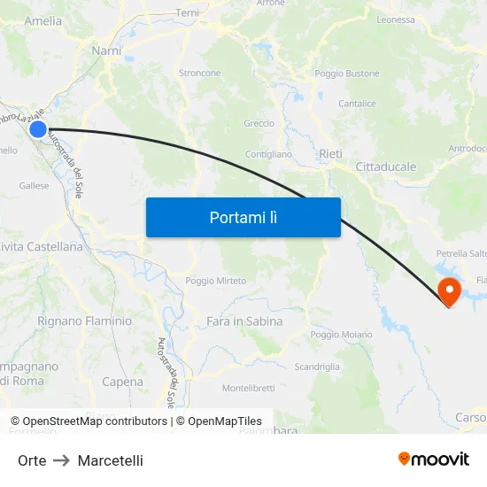 Orte to Marcetelli map