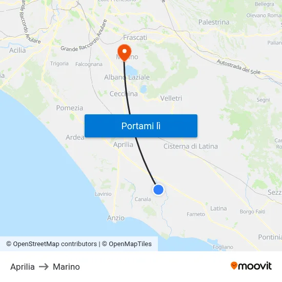 Aprilia to Marino map