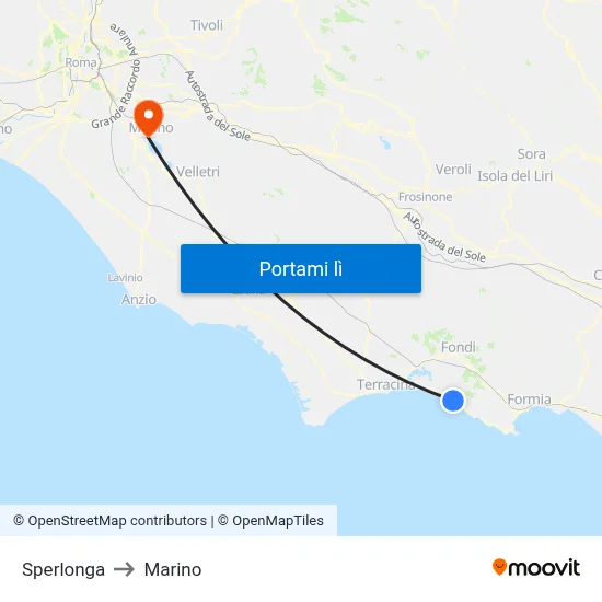 Sperlonga to Marino map