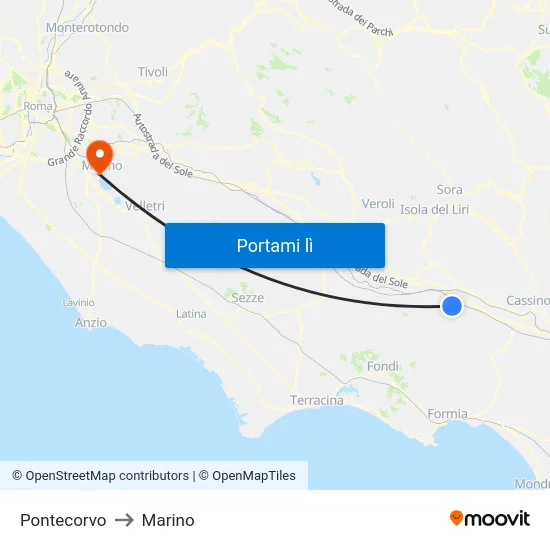 Pontecorvo to Marino map
