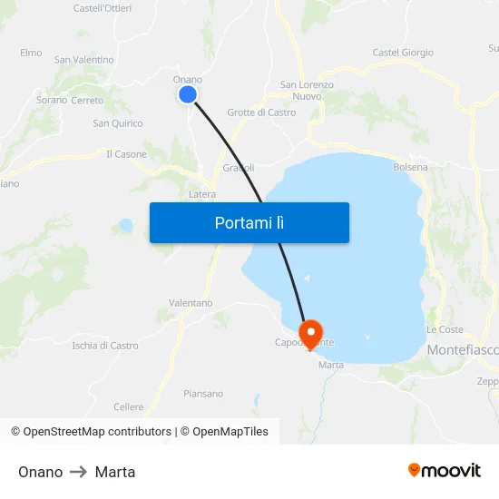 Onano to Marta map