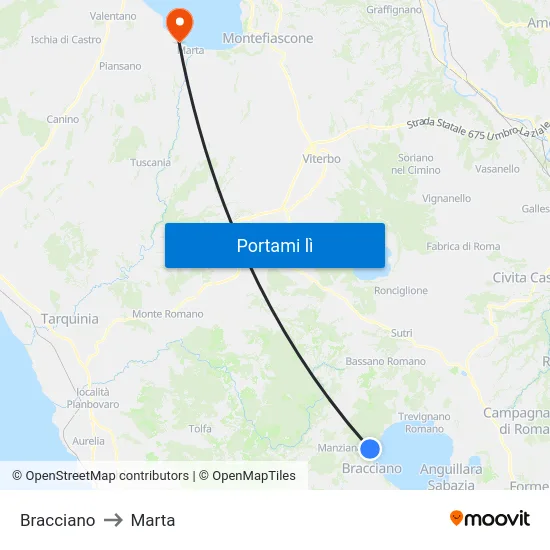 Bracciano to Marta map