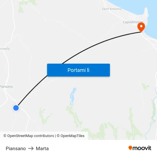 Piansano to Marta map