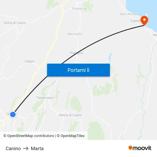 Canino to Marta map