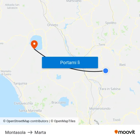 Montasola to Marta map