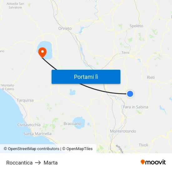 Roccantica to Marta map