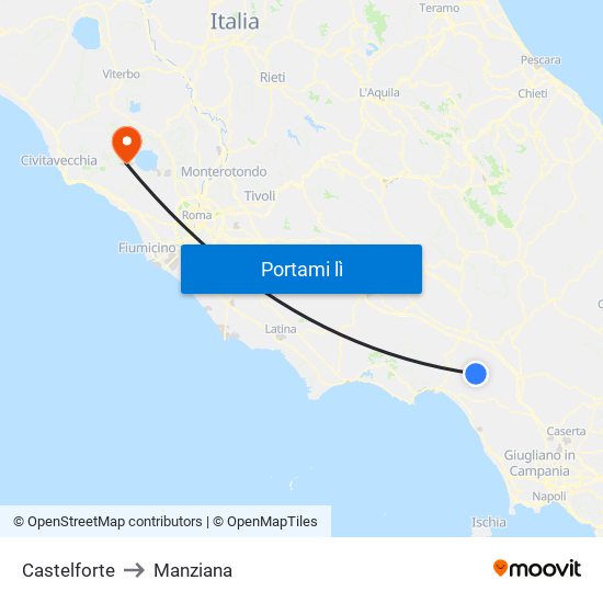 Castelforte to Manziana map