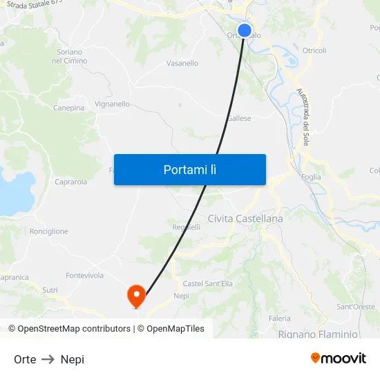 Orte to Nepi map
