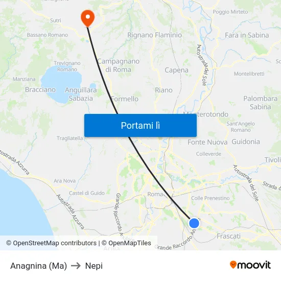 Anagnina (Ma) to Nepi map