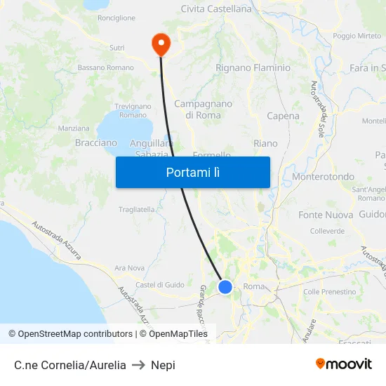 C.ne Cornelia/Aurelia to Nepi map