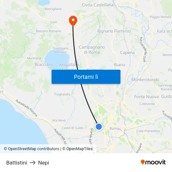 Battistini to Nepi map