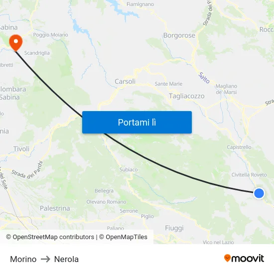 Morino to Nerola map
