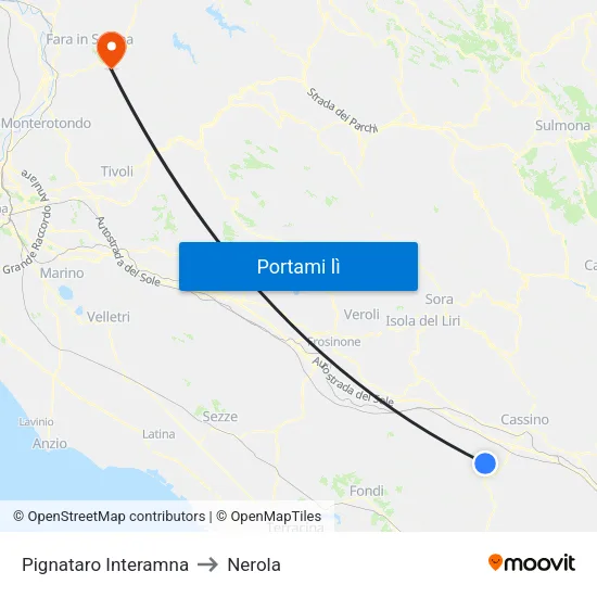 Pignataro Interamna to Nerola map