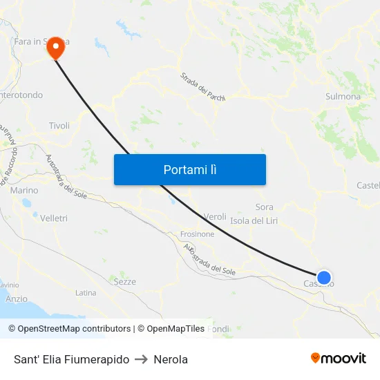 Sant' Elia Fiumerapido to Nerola map