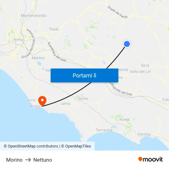 Morino to Nettuno map