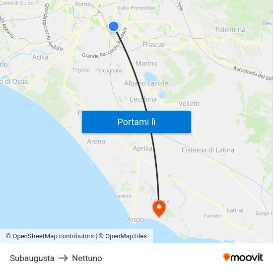 Subaugusta to Nettuno map