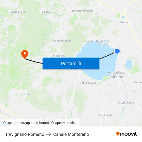 Trevignano Romano to Canale Monterano map
