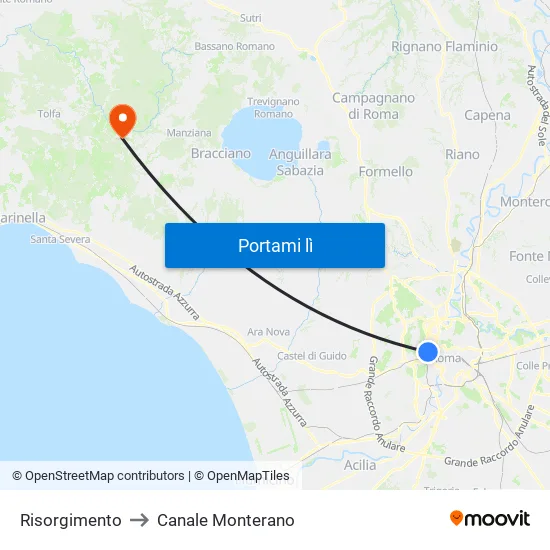 Risorgimento to Canale Monterano map