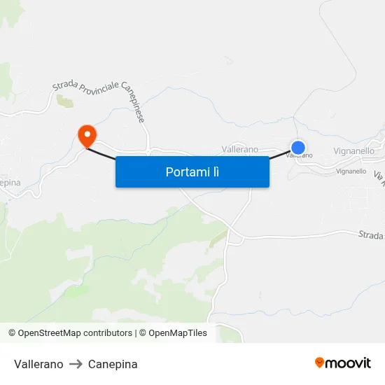 Vallerano to Canepina map