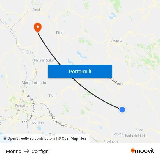Morino to Configni map