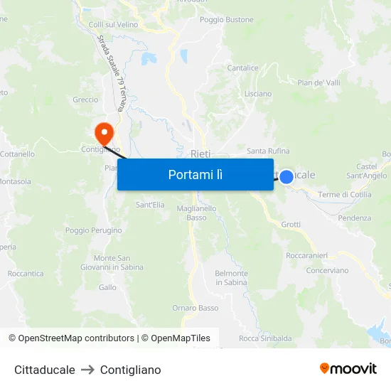 Cittaducale to Contigliano map