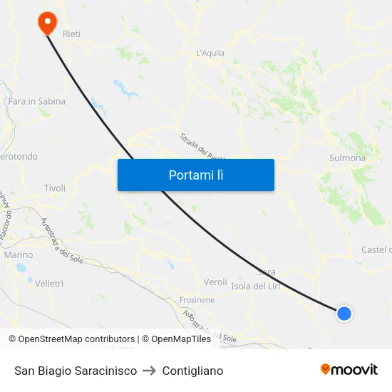 San Biagio Saracinisco to Contigliano map