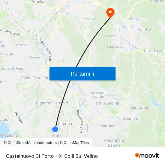 Castelnuovo Di Porto to Colli Sul Velino map