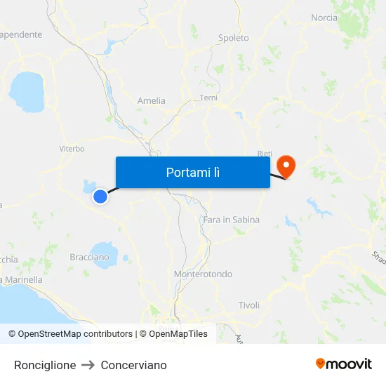 Ronciglione to Concerviano map