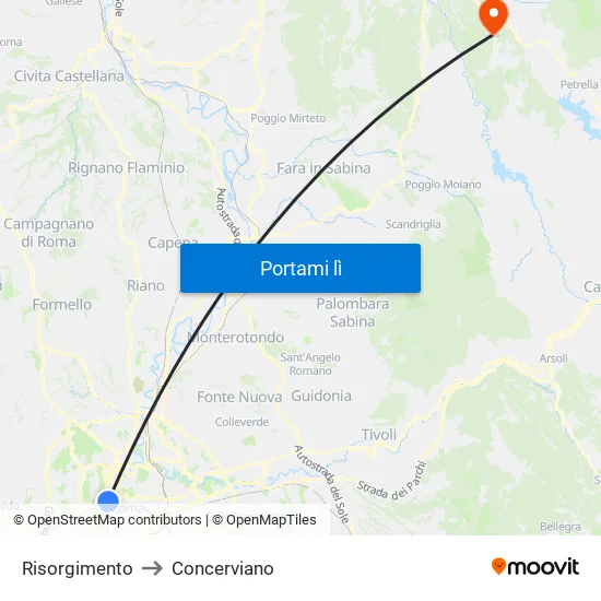 Risorgimento to Concerviano map