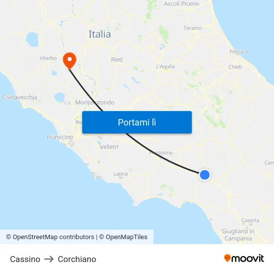 Cassino to Corchiano map