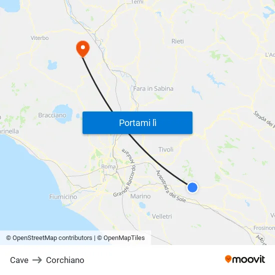 Cave to Corchiano map